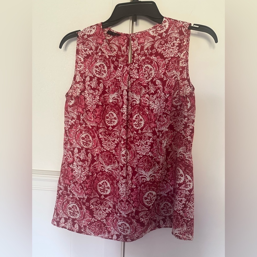 Talbots Red and White Floral Blouse size 2